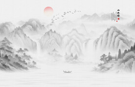 禅意水墨山水画