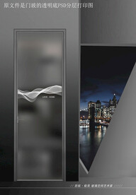 高清分层透明底平开门玻璃打印图