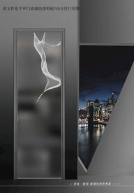 高清分层透明底平开门玻璃打印图