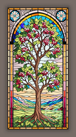 教堂蒂凡尼田园主题彩色玻璃图案