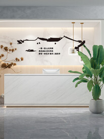 网红饭店形象墙背景吧台