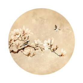 中式玉兰花工笔花鸟玄关装饰画