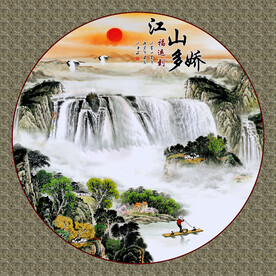 圆形山水画