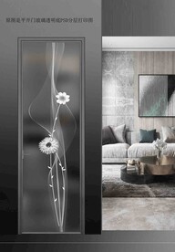 高清分层透明底平开门玻璃打印图