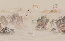 新中式水墨山水画