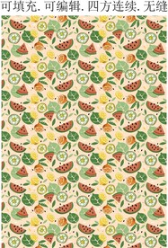 西瓜 柠檬 奇异果 水果印花