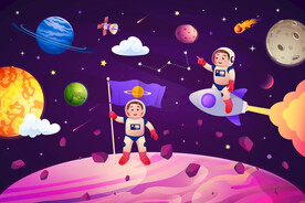 梦幻宇宙星空太空宇航员星球背景