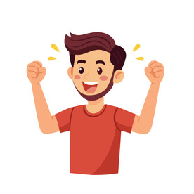 矢量人物举手欢呼的男人