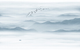 简约山水画背景墙