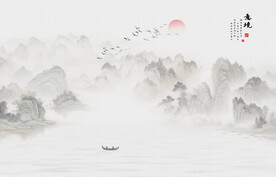 新中式意境水墨山水画