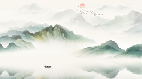 意境水墨山水画