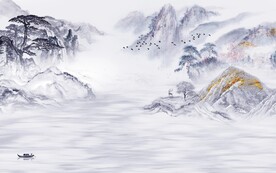 人气 简约中式山水 TIF分层