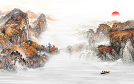 新款 新品中式山水 TIF分层