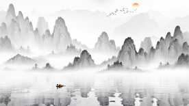 简约水墨山水电视背景墙