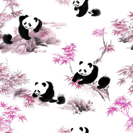 数码印花枫叶熊猫
