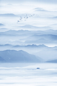 新中式水墨山水玄关画