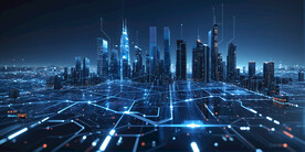 半导体元素集成电路城市概念图