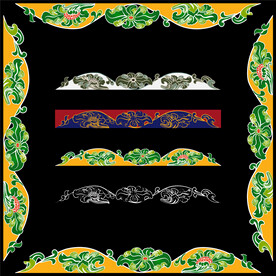 敦煌藻井藤蔓卷边叶子卷草纹边饰