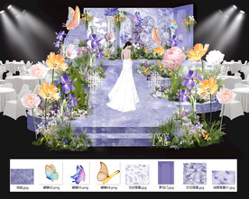 紫色油画风婚礼