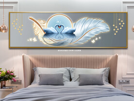 轻奢羽毛浪漫天鹅湖床头装饰画