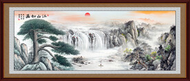 迎客松山水画国画