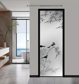 高清分层透明底平开门玻璃打印图