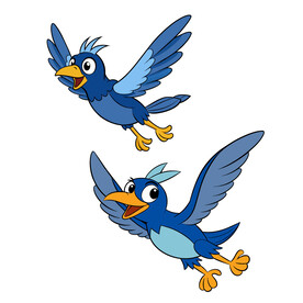 矢量动物卡通飞翔的小鸟