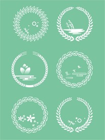 中国风麦穗橄榄枝图标元素设计