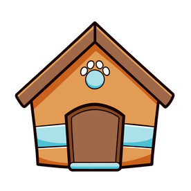 矢量木质宠物窝小房子