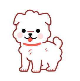 白色可爱卡通狗狗扁平矢量图手绘