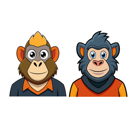 矢量动物卡通猩猩头像