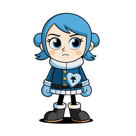 矢量人物卡通戴拳套小女孩