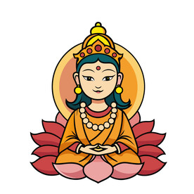 矢量人物简约女性佛像