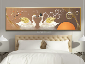 轻奢天鹅浪漫爱心床头装饰画