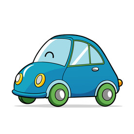 矢量车辆卡通Q版蓝色甲壳虫