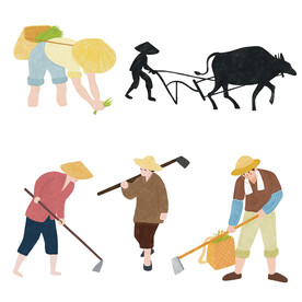 耕地种田卡通人物