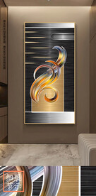 现代简约创意金色花纹玄关装饰画