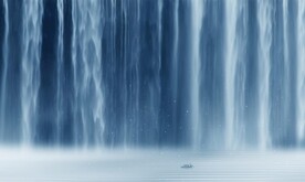 流水生财瀑布背景墙