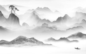 简约 高雅灰色山水 TiF分层