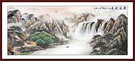 国画瀑布山水画