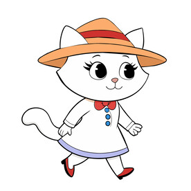 矢量动物可爱戴帽子的猫女士