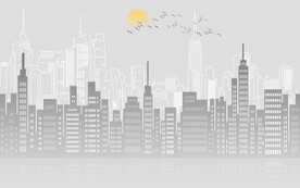 简约立体城市建筑高楼几何壁画