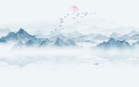 山水水墨画风景图