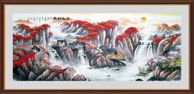 旭日东升国画山水