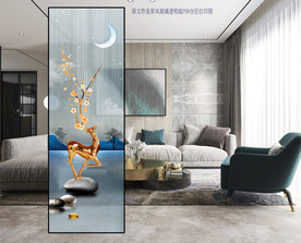 高清分层透明底屏风玻璃打印图 