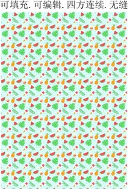 绿色植物 夏季水果印花