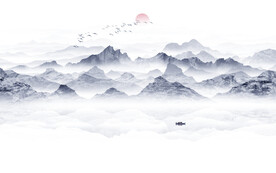 山水水墨山水图