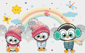 卡通企鹅背景墙