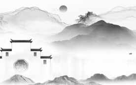 别墅 清晰中式山水 TIF分层