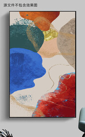 现代轻奢色块几何玄关客厅装饰画